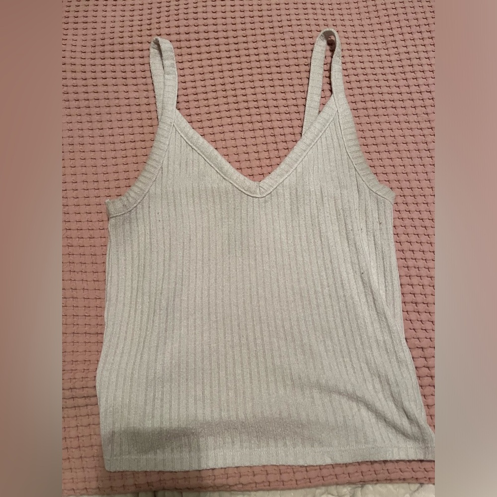 American Eagle Ribbed White Tank
